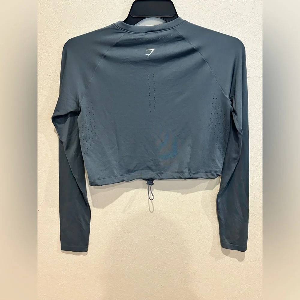 Gymshark Sweat Seamless Long Sleeve Crop Top- Gray - Picture 7 of 12